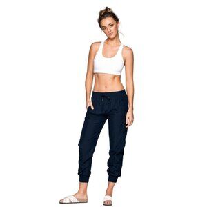 Lorna Jane Lounge Active Pants Grey Blue Jogger Women's Medium Pockets